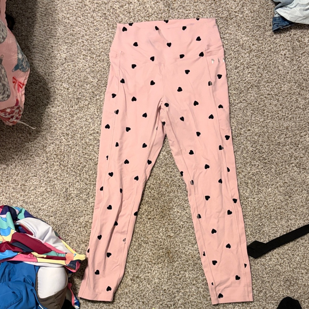 Pink Heart Patterned Leggings